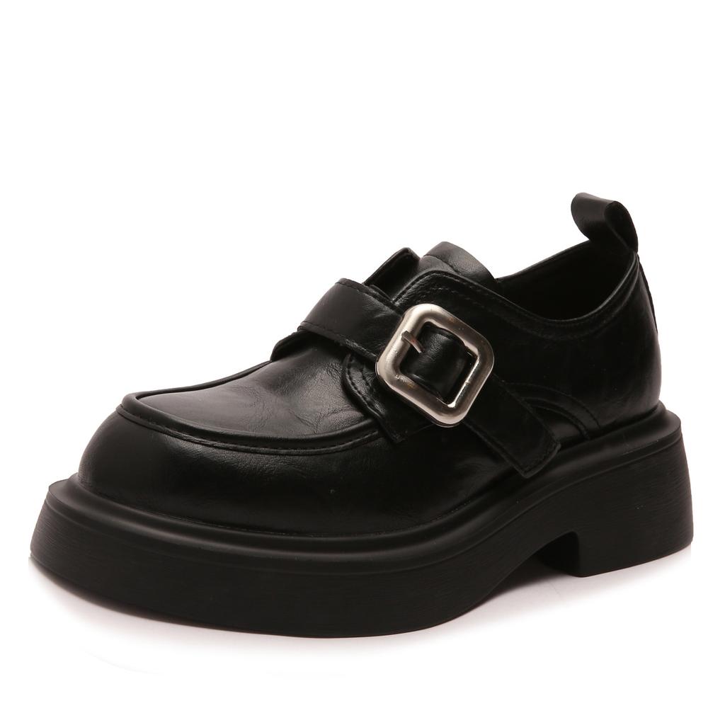 Винтажные туфли на толстом каблуке в студенческом стиле, осень 2024 г., новые кожаные туфли на толстой подошве в британском стиле, женские туфли с круглым носком