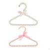2 шт. Детские пластиковые вешалки для одежды с жемчужными бусинами и бантом из ленты ( Белый и розовый )