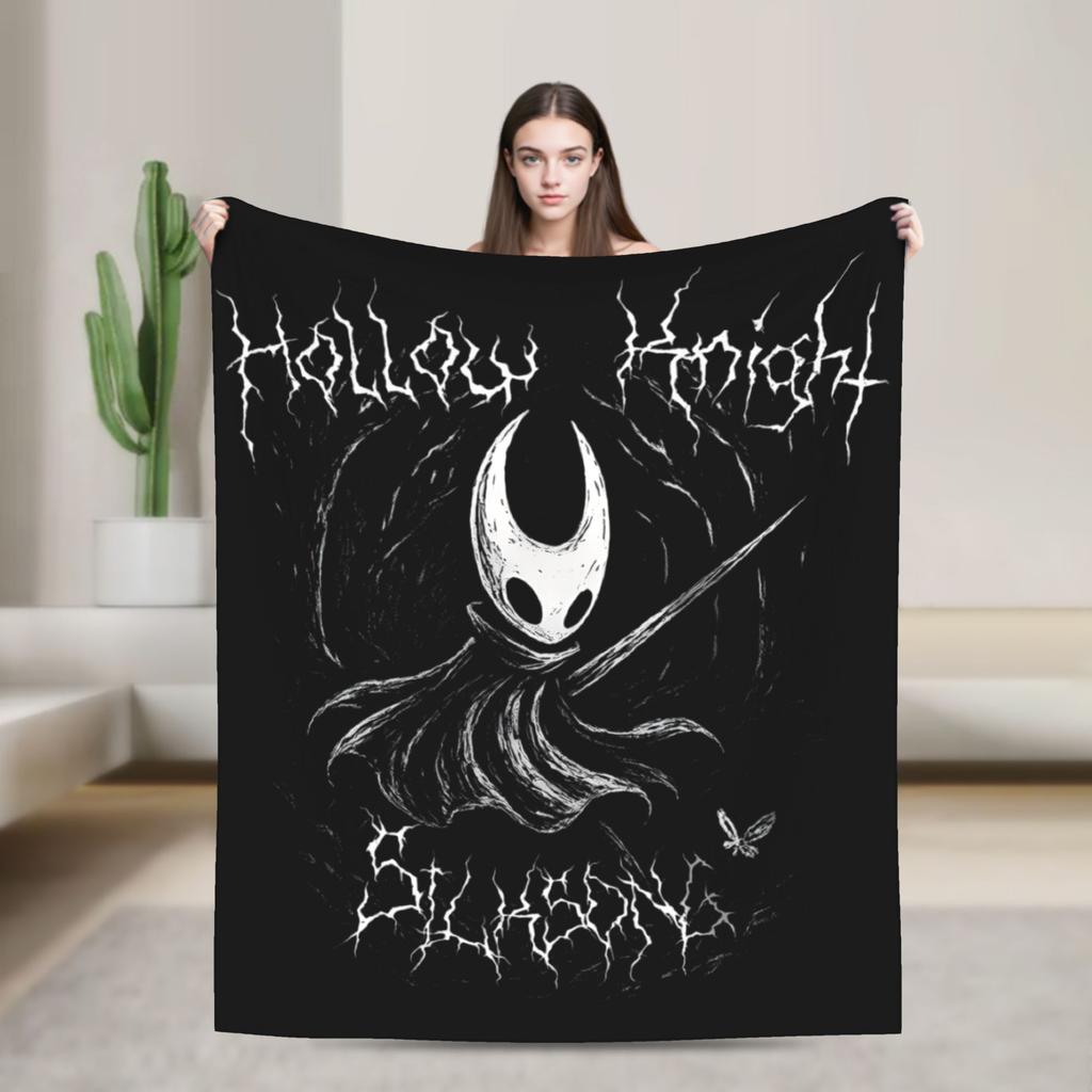 Hollow Knight Silksong Gothic Flannel Throw Fashion Blankets Indie Game for Bedspreads Knitted Fashion Blanket Office Ultra-Soft Multifuncti
