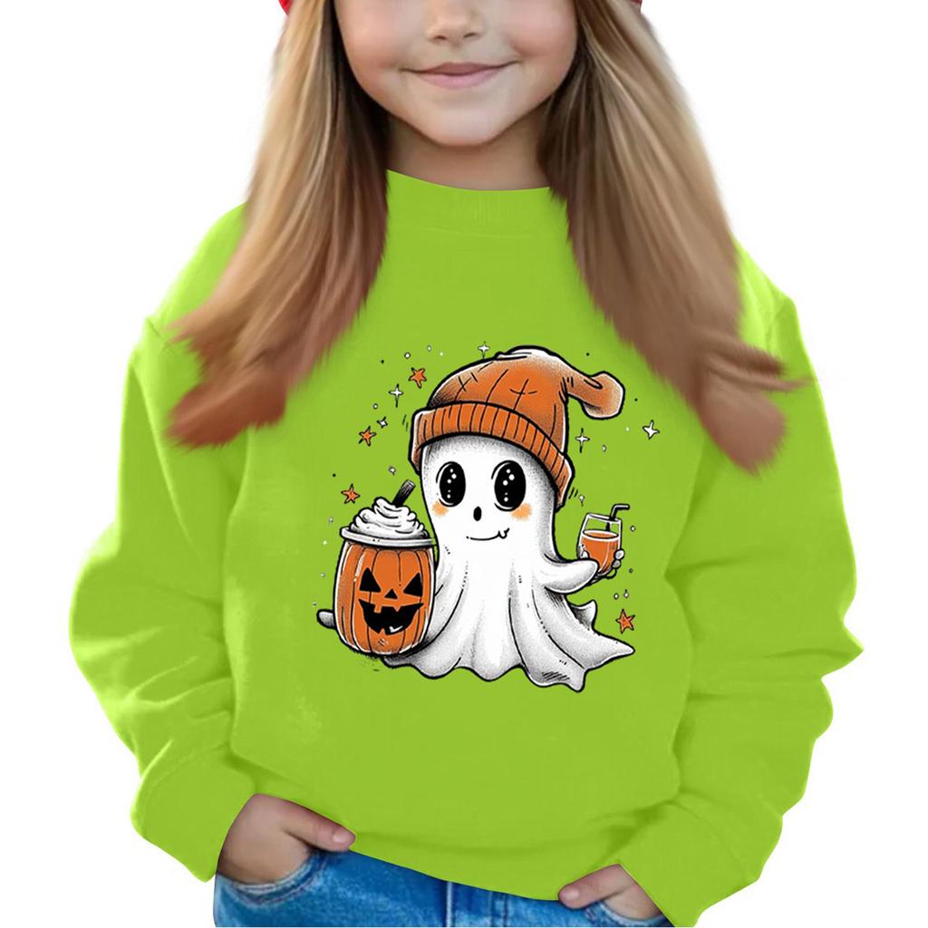 Halloween Day Girls Round Neck Pullovers For Kids Printed Baby Tops