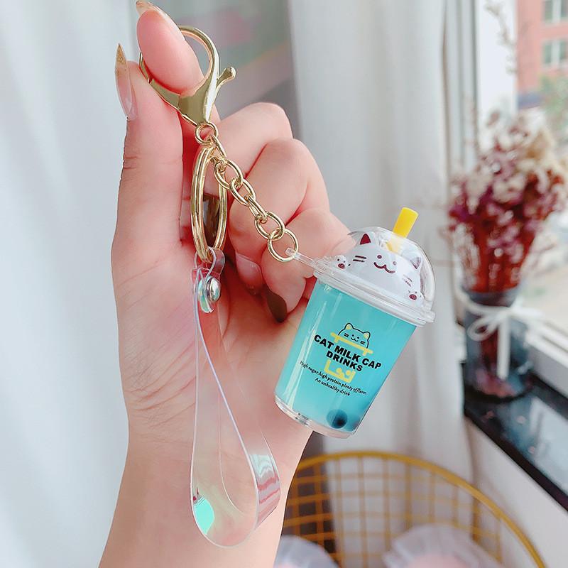 Adorable Cartoon Unicorn Boba Tea Acrylic Keychain Cute Gift For Friends And Couples