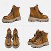 Johnature Retro Genuine Leather Women's Shoes Round Toe Thick Sole Versatile Short Boots