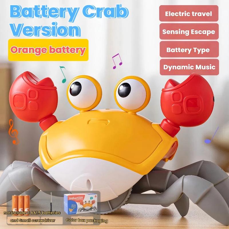 Crawling Crab Baby Toys with Music LED Light Up Musical Toys for Toddler Automatically Avoid Obstacles Interactive Toys for Kids
