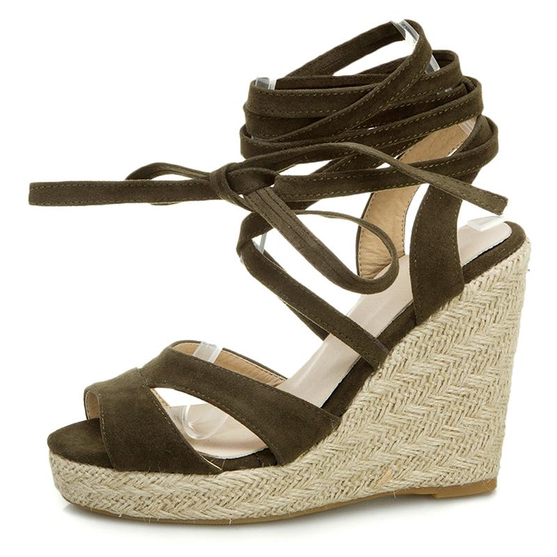 Fashion Narrow Band Summer Women's Sandals Wedge High Heels Gladiator Flip Flops Sexy Lace-up Party Nightclub Shoes Ladies Large Size