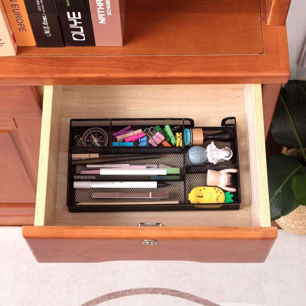 Органайзер для ящика стола с 6 отделениями, сетчатый лоток для ручек, коробка для хранения, канцелярские товары
