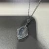 New Chinese Style~Natural high-quality ice chalcedony pendant necklace with agate oval inlay, long style, Chinese-style Alice collarbone chain