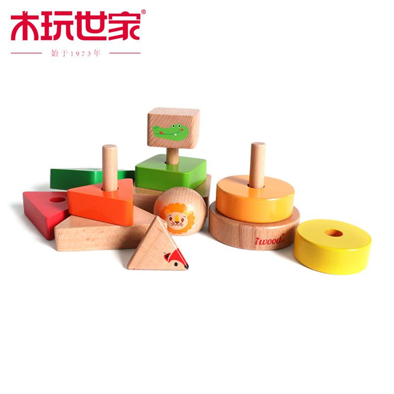 Iwood Сортер геометрических фигур животных для детей, развивающая игрушка для распознавания форм и координации рук и глаз