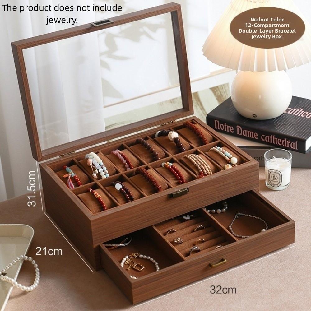 Wooden Bead Bracelet Storage Box Large Capacity Bracelet Display Case Ring Watch