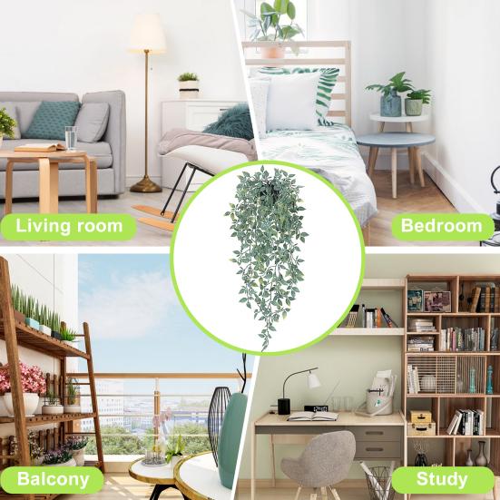 Искусственное висячее растение, реалистичное, без полива, без увядания, поддельные листья эвкалипта, настенное подвесное растение в горшке, настенная комната, домашний декор для полки на открытом воздухе