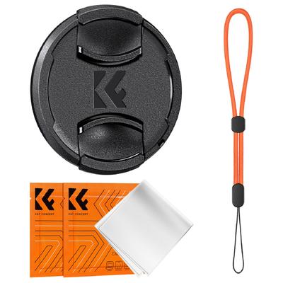 Комплект крышек для объектива Concept Lens Cap 52 мм Салфетка для чистки крышки камеры Ремешок для защиты от падений Защитная крышка объектива Внутренний тип K&F [Собственная разработка] 4 части + + One-touch