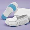 Women White Nursing Shoes Spring Autumn Ladies Wedges Platform Loafers Female Hollow Out Work Slip On Leather Breathe Shoes