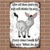 1pc Donkey Sarcastic Vintage Metal Sign Rustic Wall Decor, Humorous Plaque, Hanging Art, Distressed Finish, Ready To Hang