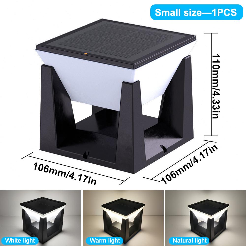 Solar Post Lights Outdoor Solar Pillar Cap Lantern Waterproof 3 Color Mode Fence Post Solar Light Deck Garden Patio Decor