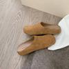 Cowhide Version~ Row Wind Soft Surface Lazy Person One Pedal Thick-soled Big Head Half Slippers Woman