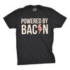 Mens Powered By Bacon T Shirt Funny Food Love Apparel Sarcastic Saying Gift