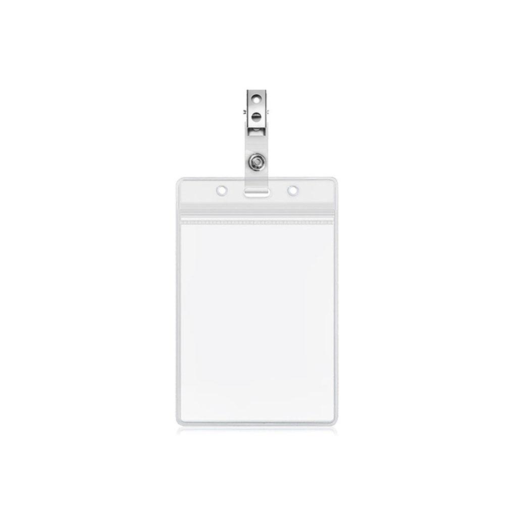 10 Pieces Waterproof Plastic Card Holder Transparent Badge Name Tag Pre-punched Cardholder with Resealable Zip