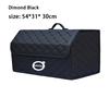 Car Trunk Organizer Storage Bag Portable Collapsible PU Leather Diamond Quilted Pattern Black Diamond For Volvo Auto SUV Sedan