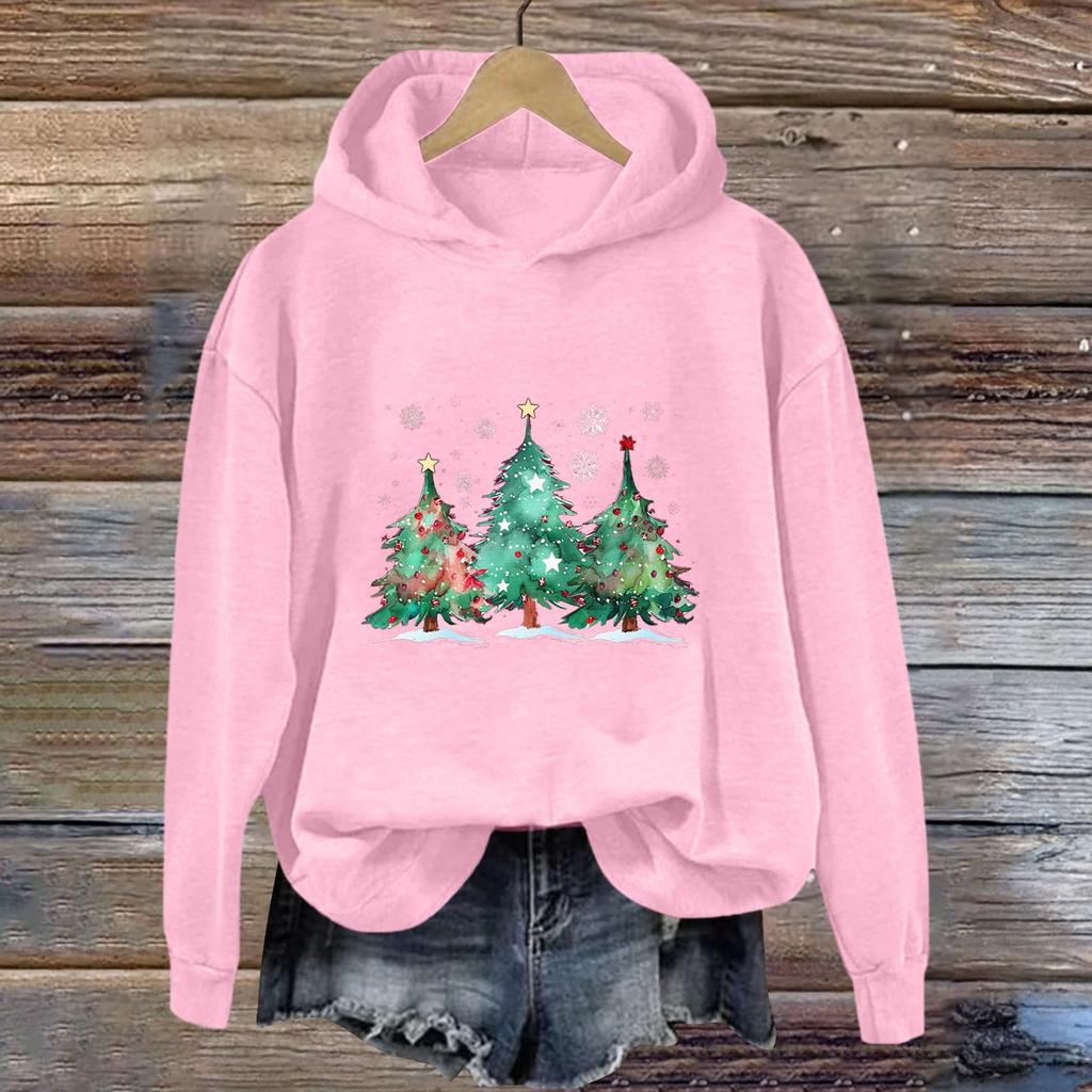 Женская толстовка с принтом «Спорт» с рождественским принтом, толстовка с капюшоном, топ с длинным рукавом, повседневная толстовка