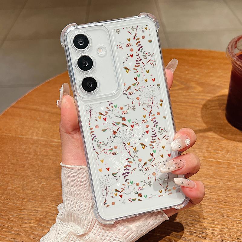 Чехол для телефона с белым цветком для Samsung Galaxy S25 Edge S24 FE S25 S24 S23 Ultra S22 Plus A36 A56 A16 A55 A54 A15 5G Прозрачный ТПУ чехол