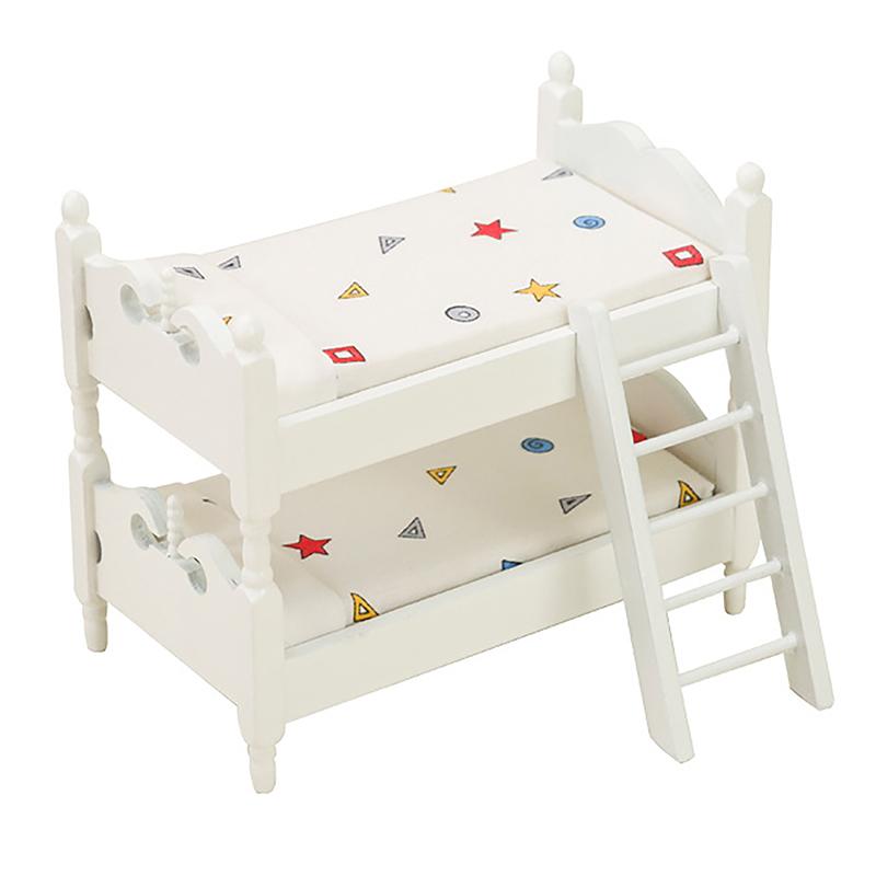 Аксессуары для кукольного домика Микро Сцена Мебель Модель Украшения своими руками Маленькая Миниатюрная Деревянная Двухъярусная Кровать Детская Игрушка