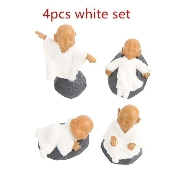 4Pcs Chinese Buddhist Monks Miniature Bonsai Garden Furniture Resin Craft Figurine Fairy Garden Decoration