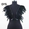 Средневековая шаль с перьями в стиле панк, готика, костюм из искусственной кожи, доспехи для Хэллоуина, косплей, регулируемые плечевые доспехи, маска для выступлений, нагрудный ремень безопасности