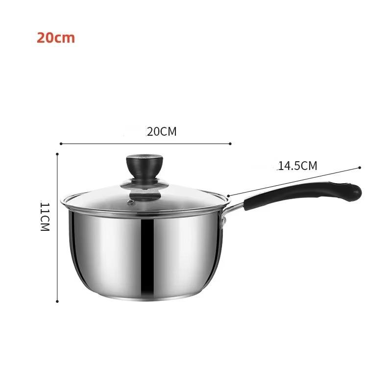 Stainless Steel Small Soup Pot Instant Noodle Cooking Pot for Induction Cooker Baby Foods Pot with Handle Kitchen Baking Tools