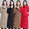 Женская зимняя куртка больших размеров Slim длиной до колена с утолщенным капюшоном на молнии, простая повседневная куртка-пальто