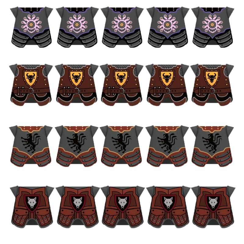 MOC Medieval Building Blocks Soldier Figures Weapons Accessories Armor Shield Flag Transport Ox Horse Mini Brick Toy Gift X010