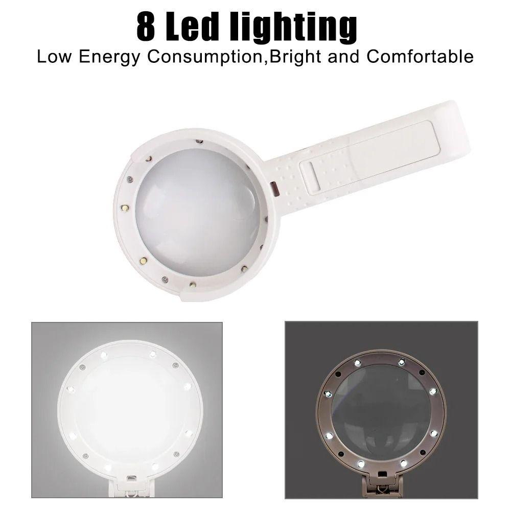 11x Magnification Magnifying Glass 8 LED Light Hand-held Jewelry Magnifying Glass Multi-purpose Portable Design