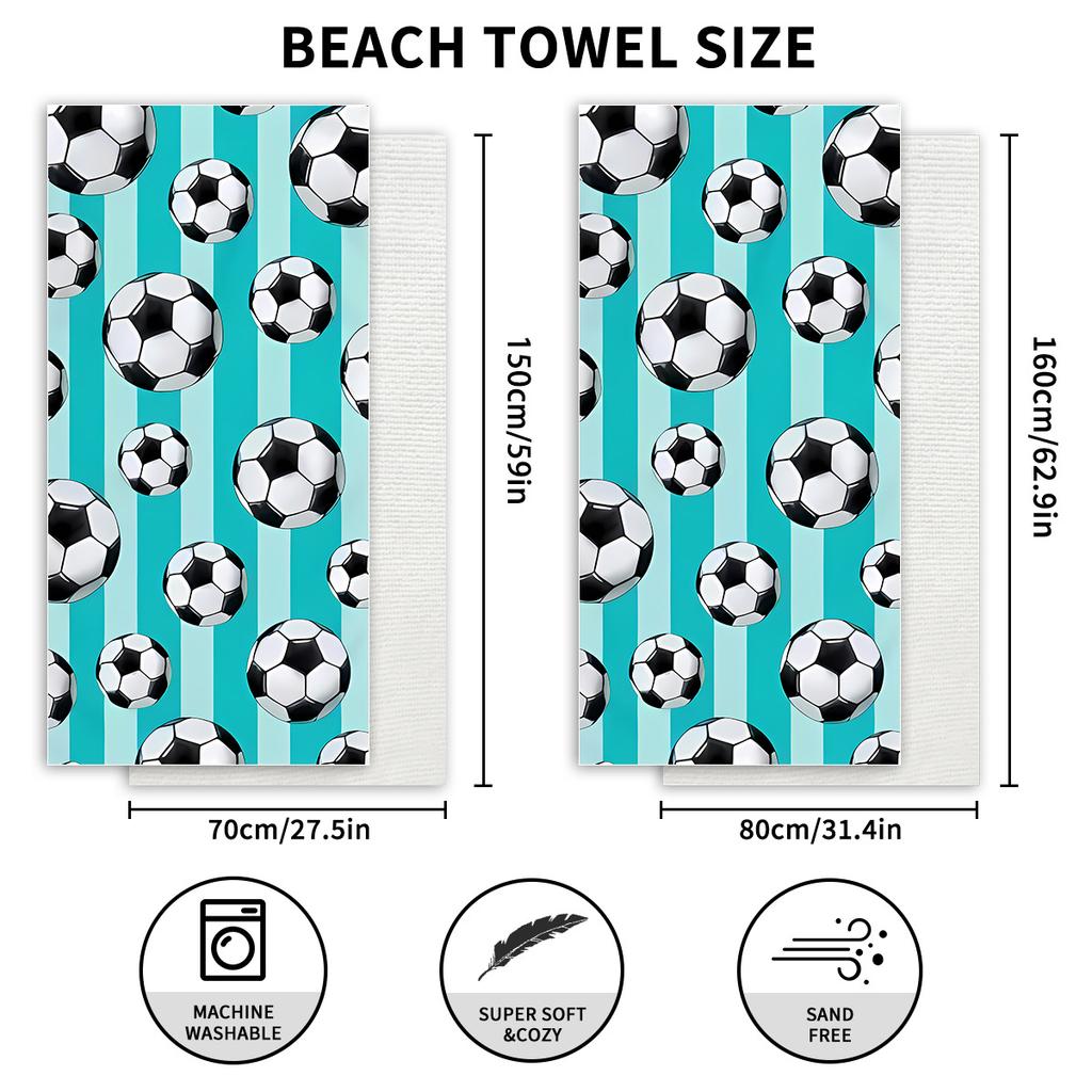 Football-themed beach towels Durable microfiber baths Beach and pool World Cup