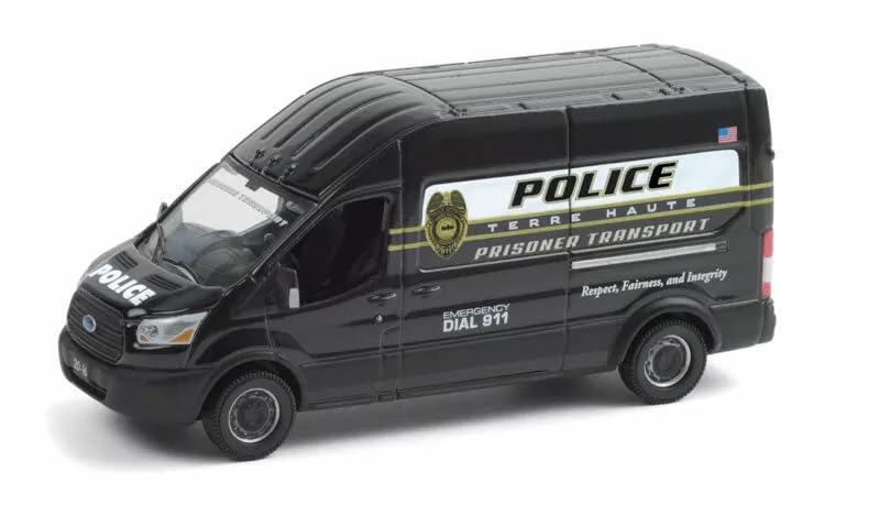 Greenlight 1/64 Ford Transit с высокой крышей Полицейская машина Терре-Хот, Индиана (Литьевая модель) [Параллельный импорт]