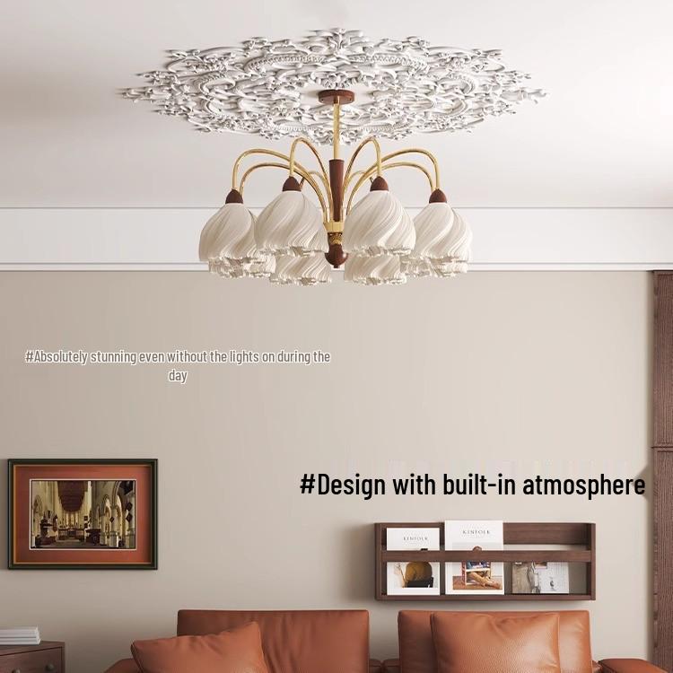 Cream Log-Style Chandelier: Eye-Caring, Super Bright Art Piece for Living Rooms, Bedrooms, and Halls.