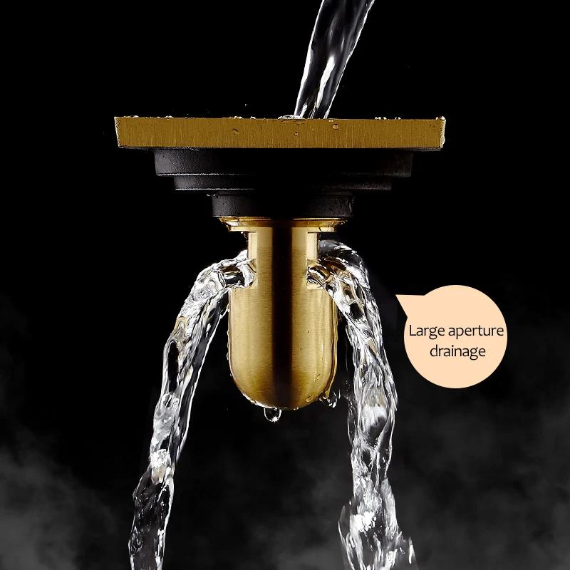 Душевые сливы 12*12 см Квадратные сливы для ванны Ситечко Волосы Античная латунь Художественная резьба Слив для пола ванной комнаты Сливная решетка 811529F