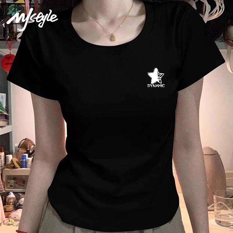 Женская приталенная футболка MJ STYLE с круглым вырезом