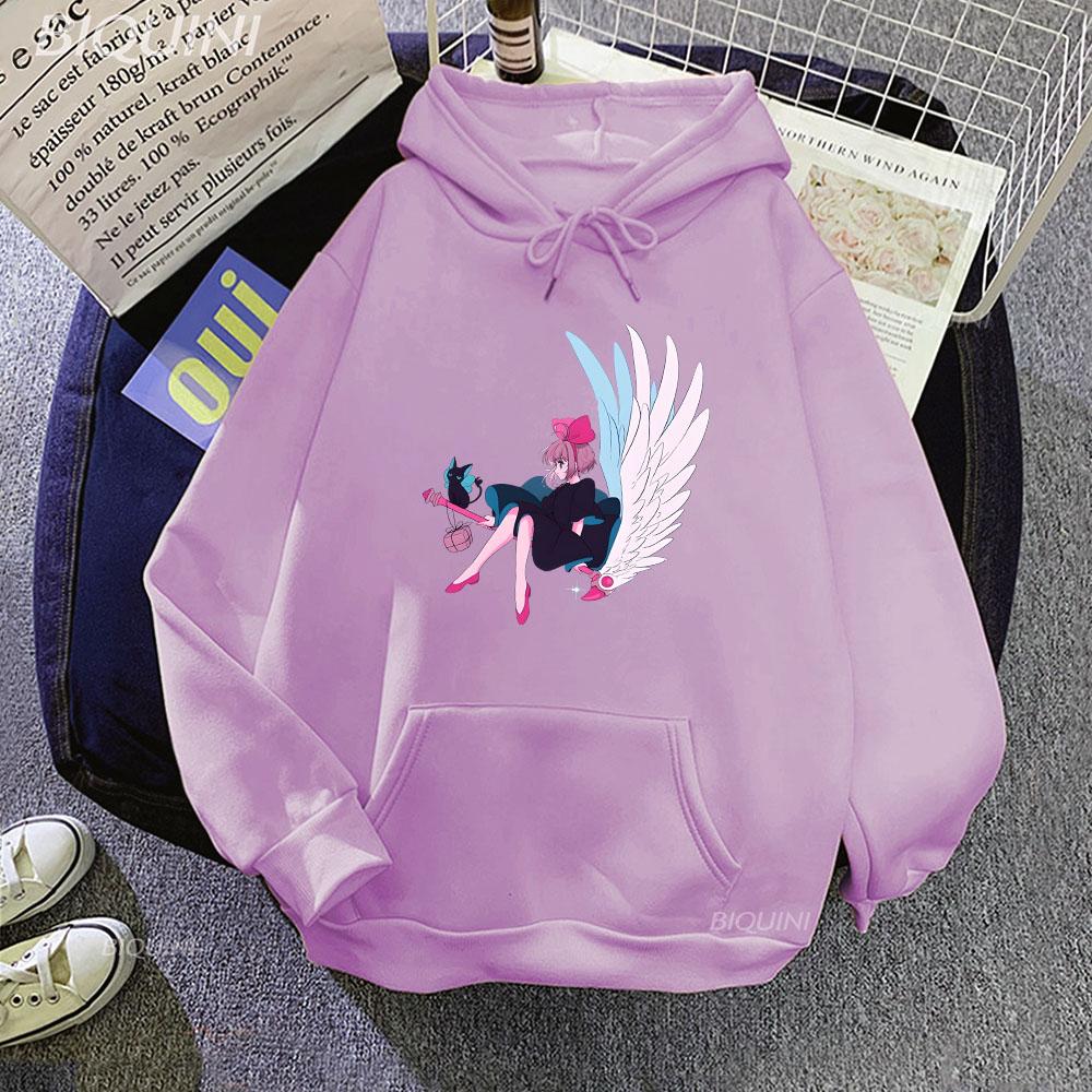 Сакура Киномото Волшебная служба доставки толстовки с длинным рукавом женские/мужские толстовки с героями мультфильмов зимние повседневные удобные пуловеры с капюшоном