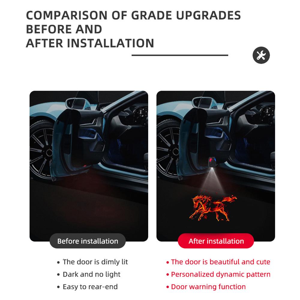 3D Динамический Приветственный Свет Лазерный Проектор Двери Автомобиля Множество Узоров Проекции Призрачные Теневые Огни Противоударные Стробоскопические Огни