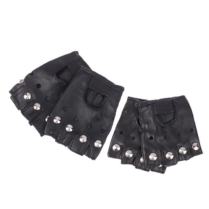 1 Pair Unisex Black Pu Leather Fingerless Gloves Female Half Finger Driving Women Men Sports Guantes Motor Punk Gloves