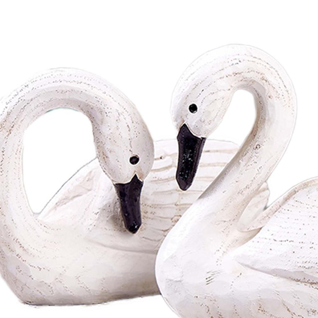 2 скульптуры из смолы, пара фигурок лебедей, подарок на день рождения, украшение для дома, статуэтки птиц