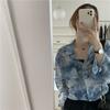 Printing Ink Tie Dye Pocket Single-breasted Blouse Women New Classic Long Sleeve Polo Collar Temperament Office Autumn Shirt