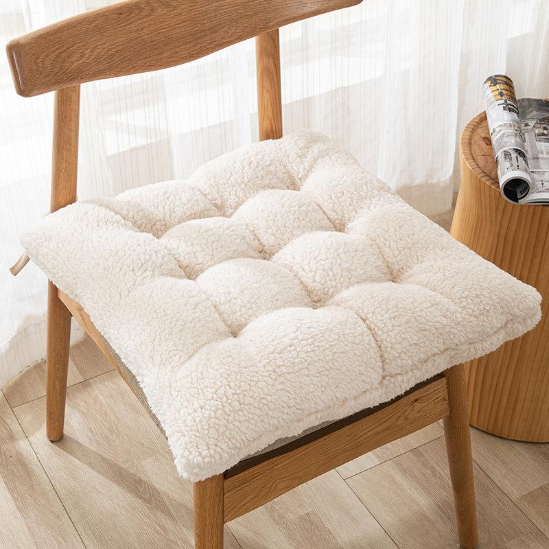 40/50cm Winter Plush Cushion Solid Color Lamb Chair Seat Cushion Pouf Tatami Room Office Car Seat Butt Pad Thicken Floor Cushion