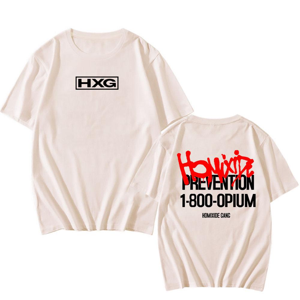 Футболки Rock Band HXG Homixide Gang Футболки Летняя Хлопковая Футболка с Коротким Рукавом Мужская Женская Одежда Графическая Футболка Принт в Стиле Гранж Топ