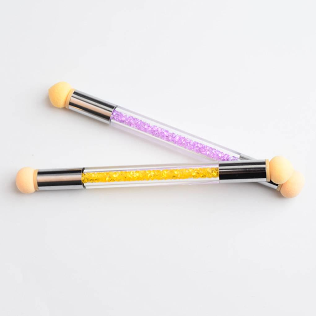 Double Ends Sponge Brush Picking Dotting Gradient Pen Brush Crystal Handle Replaceable Brush Heads