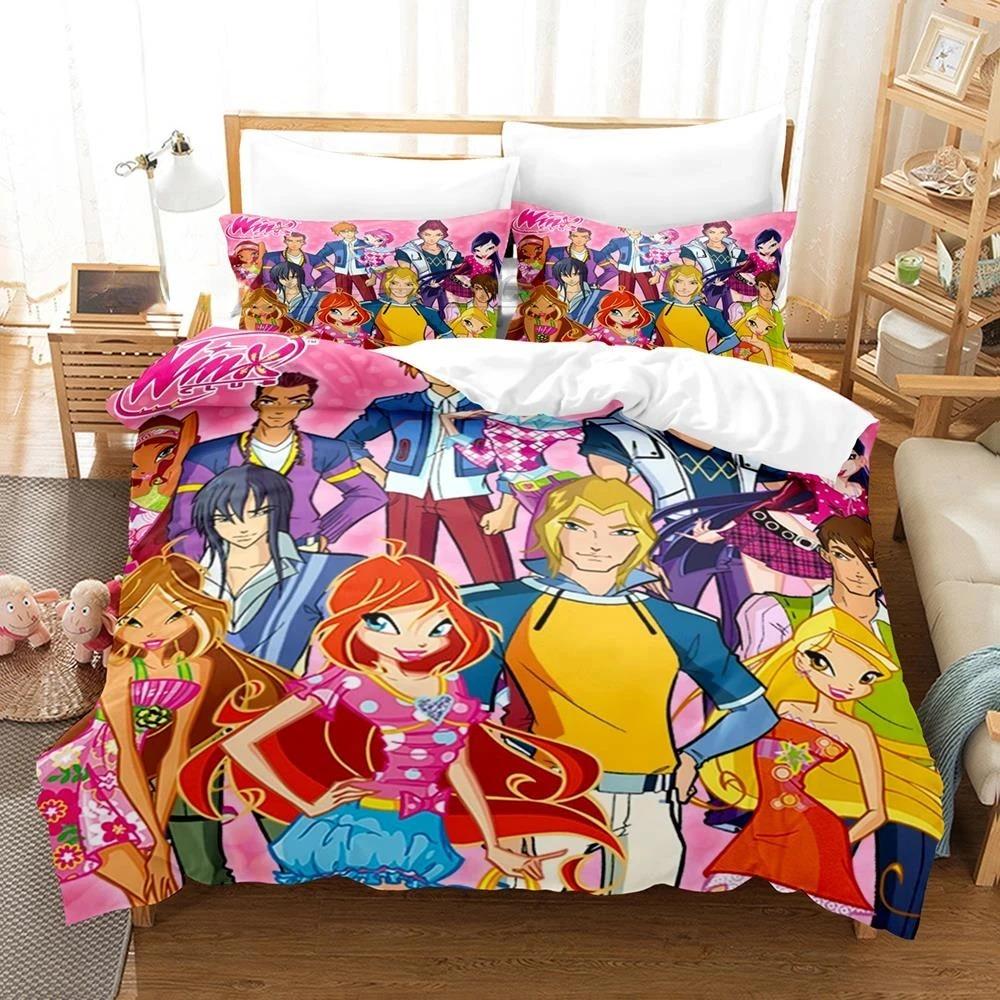 Коллекция постельного белья Winx Sleep Односпальный Размер Односпальный Размер Полный Queen Размер King Размер Размер Коллекция кроватей Подростковая Девочка Спальня Комплекты пододеяльников 3D