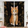 2pcs 2D Flat Printing Drapes Orange Tabby Kitten Floral Polyester Without Electricity Party Decorations Use for Decorations