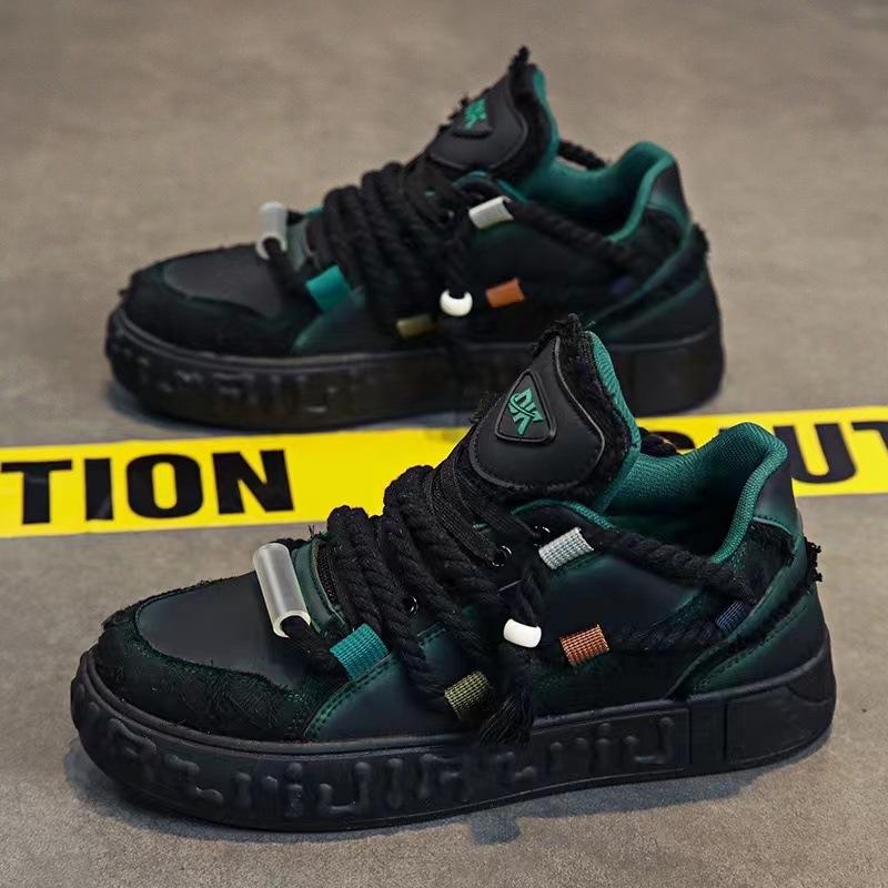 2024 Мужские удобные повседневные кеды для скейтборда, дизайн «грязная коса», хлебный дизайн, износостойкая трендовая обувь, сетчатая подкладка, тканевый верхний материал