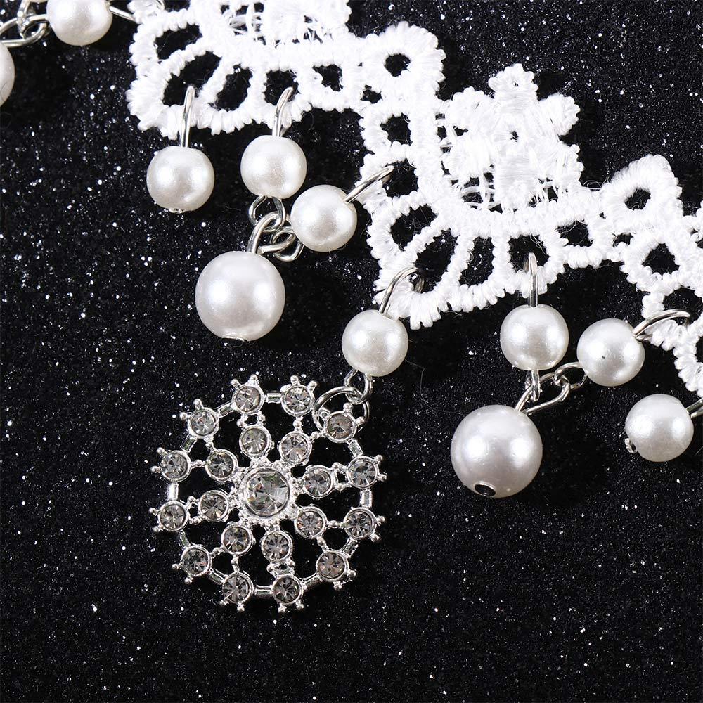 Selling Women's Gothic Chain Jewelry Steampunk Style Lace Multilayer Beads Necklace Choker White