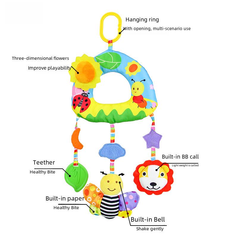 Aipinqi Rainbow Plush Baby Stroller Soothing Toy with Bell