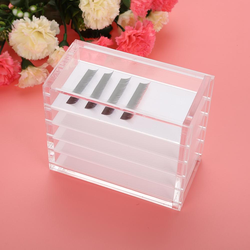 Clear Eyelash Storage Box Makeup Organizer 5 Layers Grafting Eyelashes Glue Pallet Holders