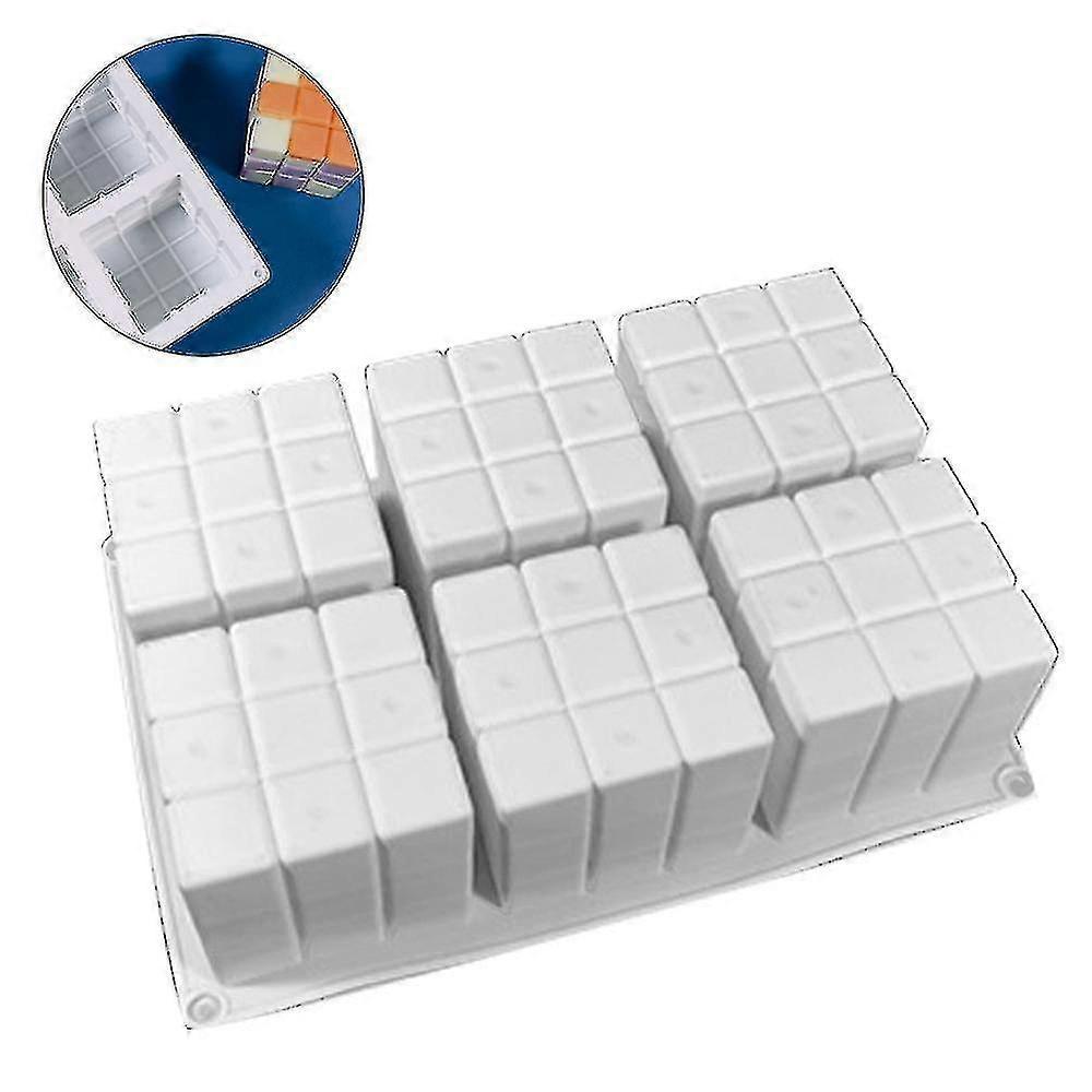 Cube Fondant Silicone Cake Mold-3d Magic Cube Mold,muffin Mould Kitchen Pastry Baking Pan For Fat Bomb Chocolate Candy Cupcake Soap Candle - White